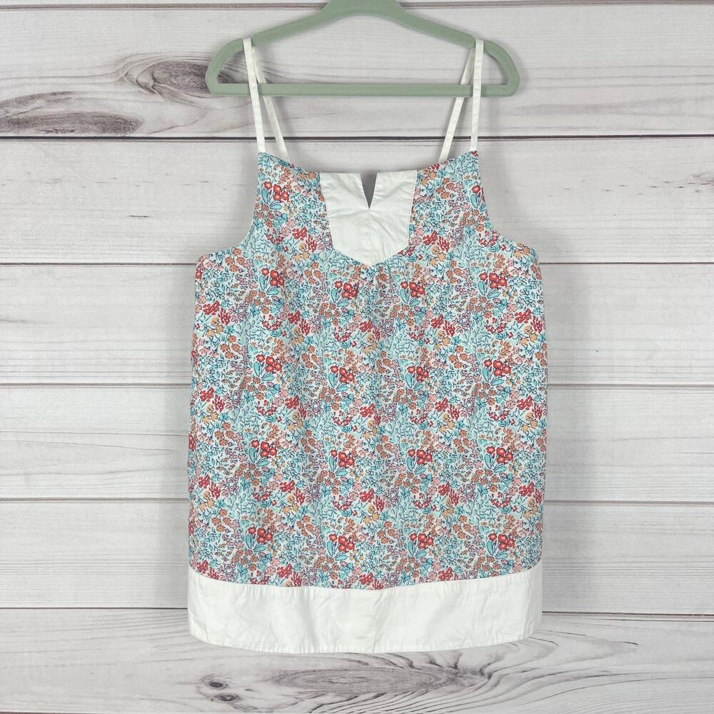 JANIE AND JACK White Floral Sleeveless Shirt Ruffle Top Sz 12 Fully Lined
